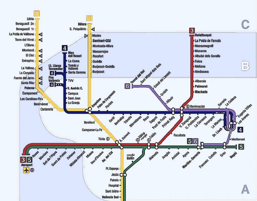 Mapa metra w Walencji
