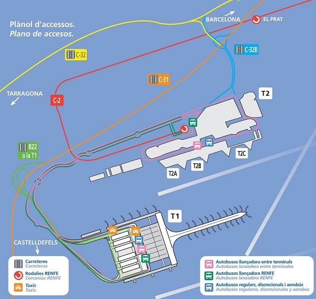 Mapa lotniska w Barcelonie